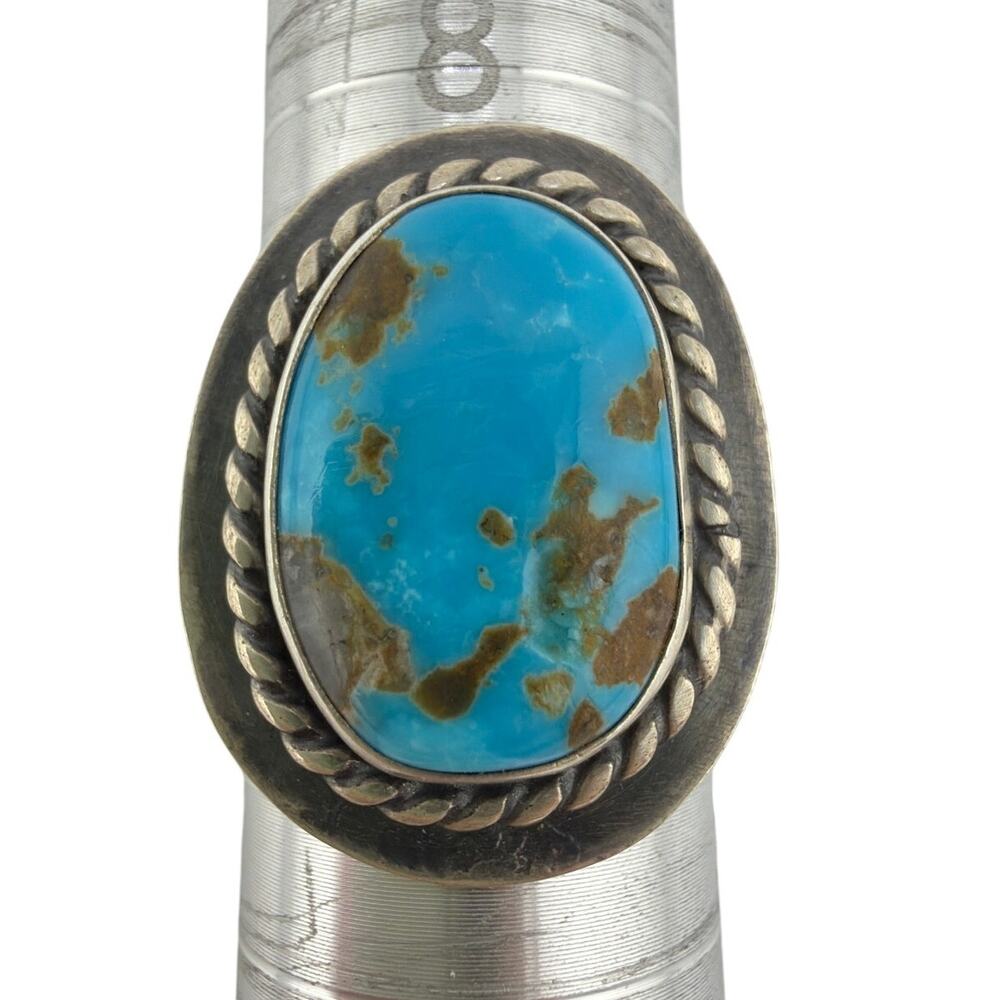 Raegan Hough Handmade Sterling Silver Turquoise Statement Ring Size 10 - Picture 1 of 8